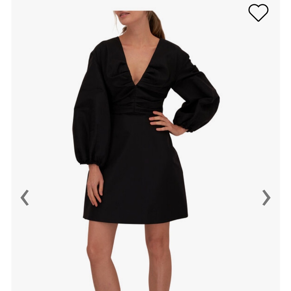 Balloon Sleeve Ruched V-neck Silk Mini Dress